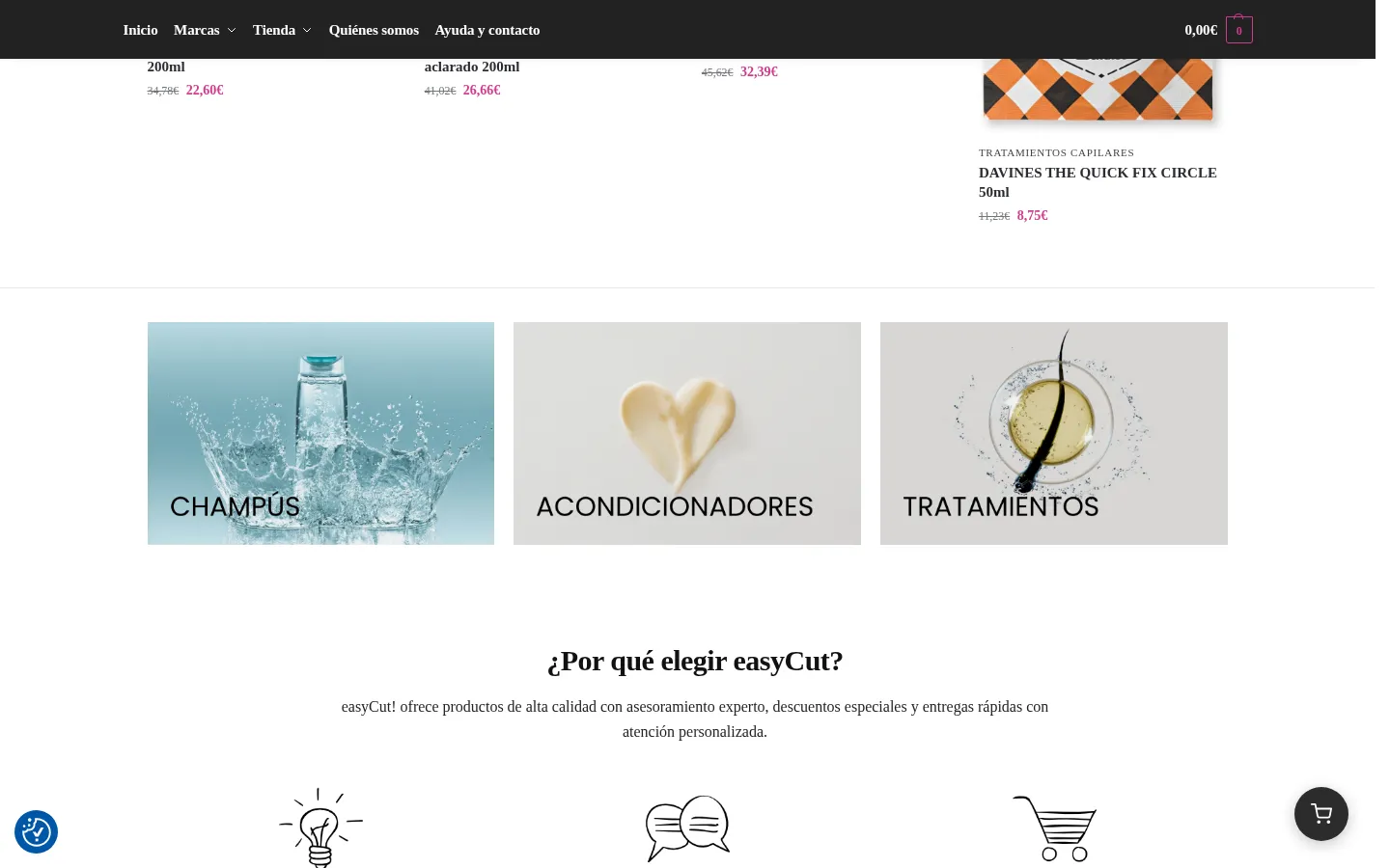 Categorías de producto en easycut.es