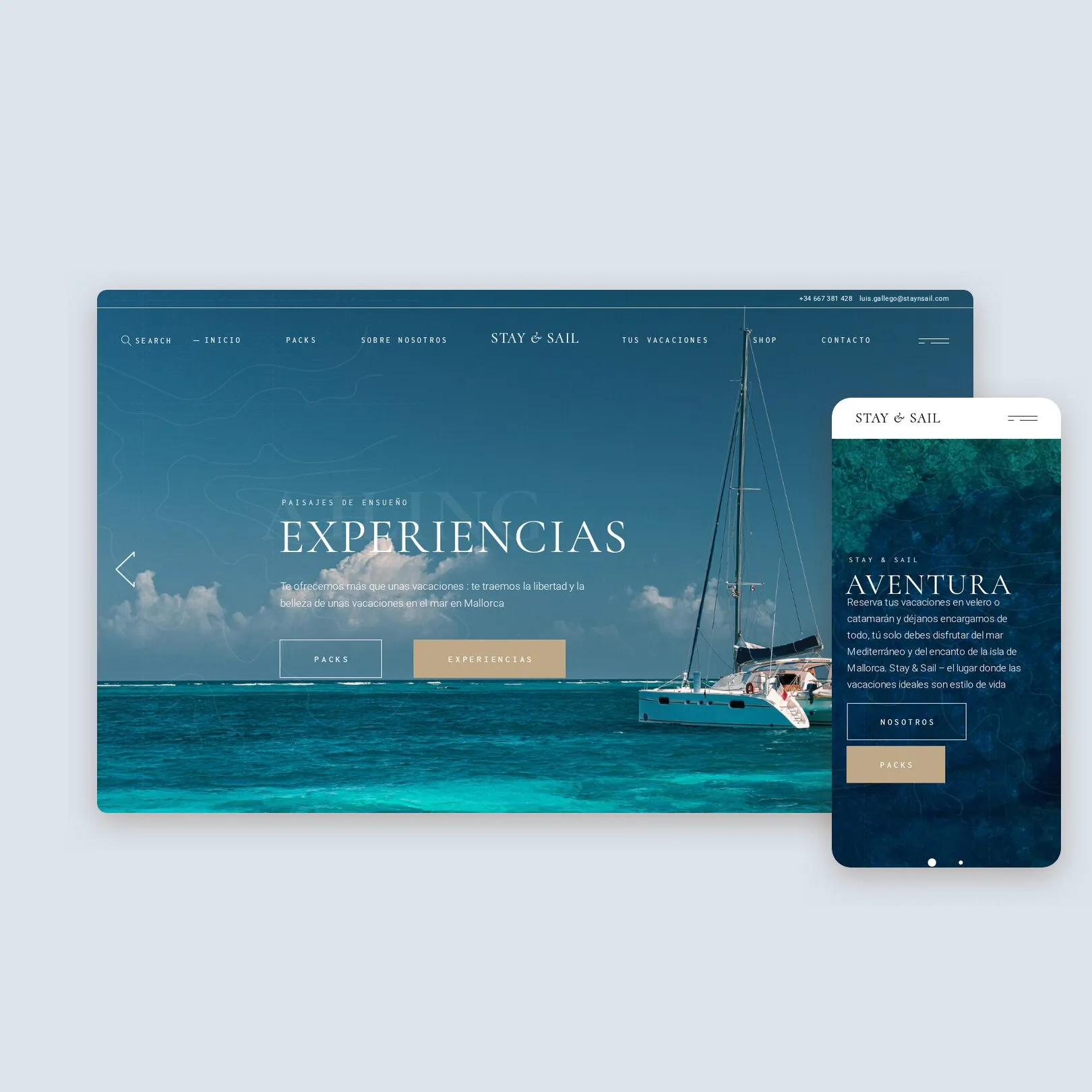 La web de Stay & Sail en escritorio y en móvil