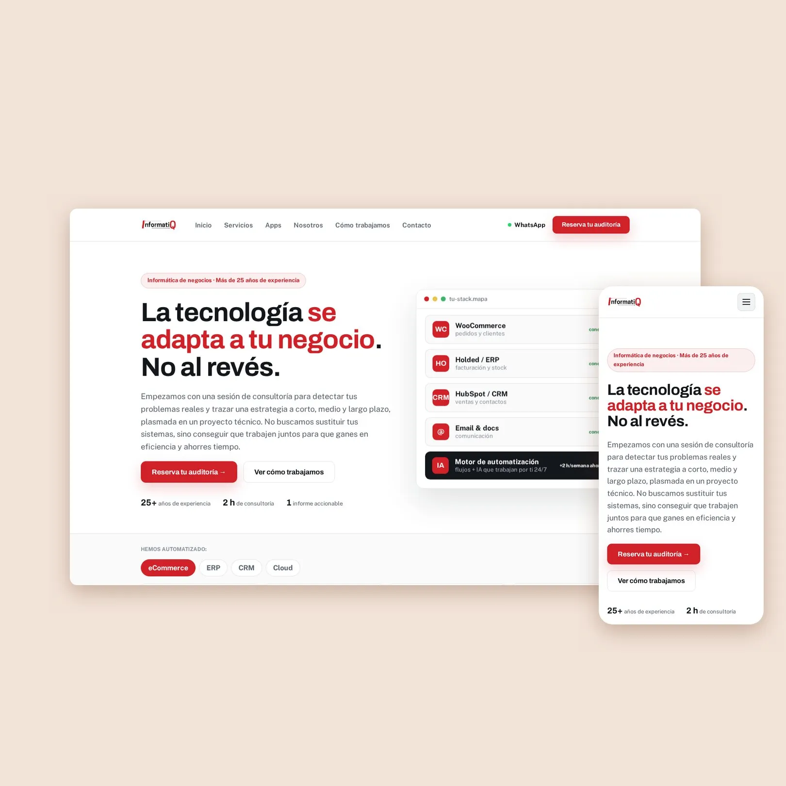 La web de InformatiQ en escritorio y en móvil