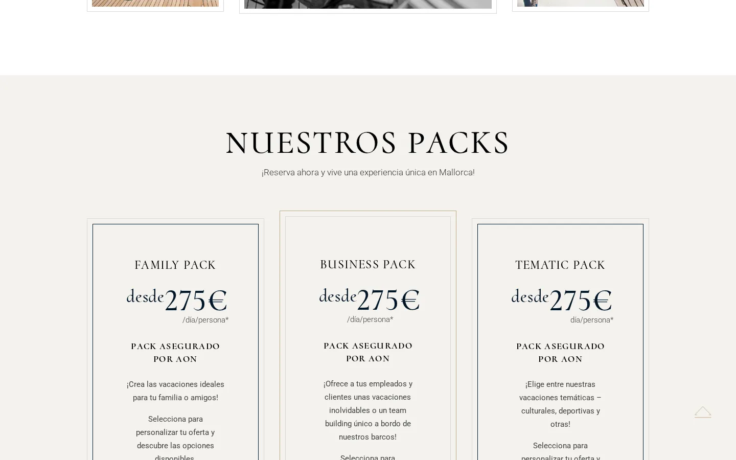 Packs Family, Business y Temático en staynsail.com