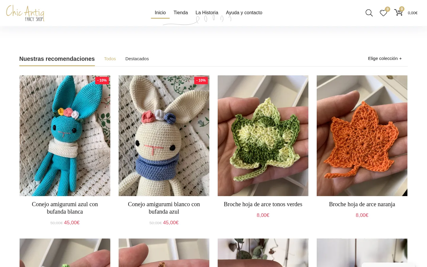 Productos recomendados en la portada de chicantiq.com